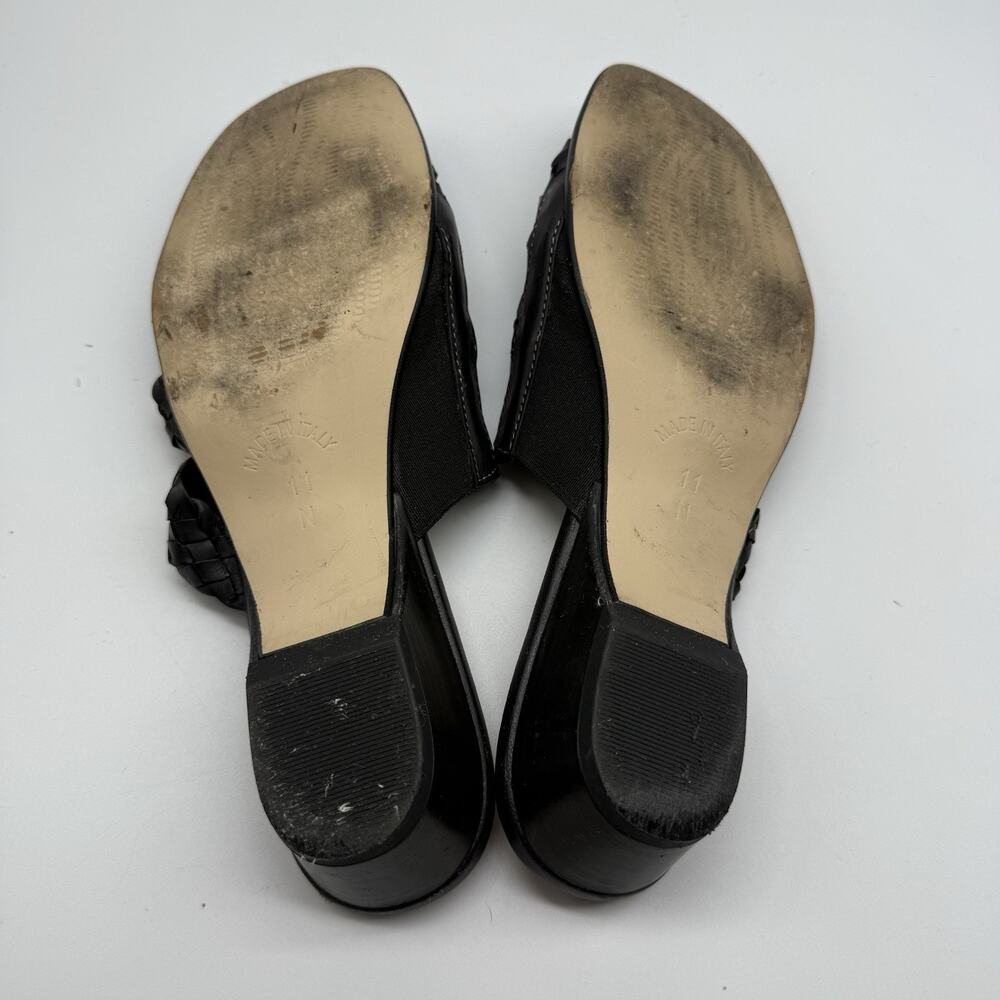 David Tate HAND MADE Black Leather Slides Sandals Wedge SIZE 11 N Womens WOVEN - Picture 5 of 12